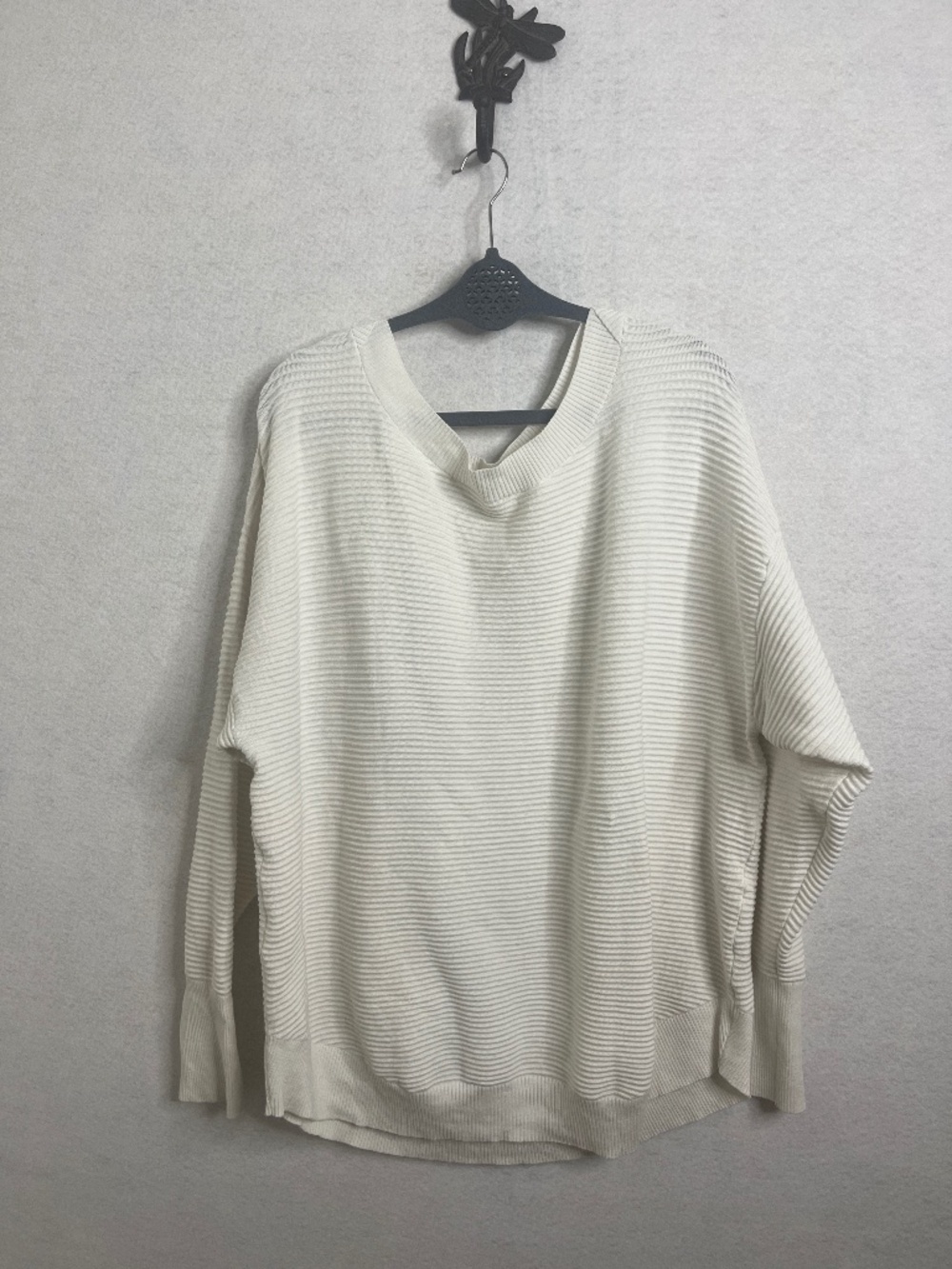 Offline by Aerie Cream Ribbed Oversized Sweatshirt Long Sleeve Cozy Pullover XL